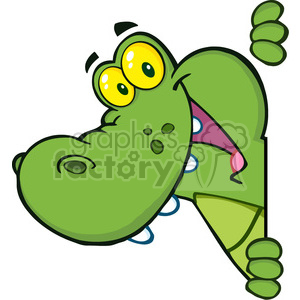 102539-Cartoon-Clipart-Happy-Crocodile-Looking-Around-A-Blank-Sign clipart. Royalty-free image # 384051