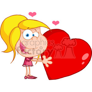 cartoon funny vector comic comical little girl love Valentines Day heart cute
