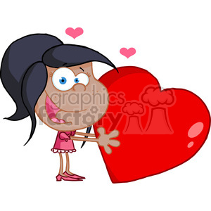 cartoon funny vector comic comical little girl girls people small love heart Valentines Day