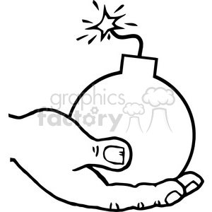 clipart - hand holding a bomb.