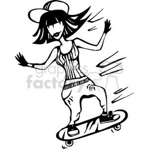 cartoon girls female black white teenager teen teens young women lady girl females woman vinyl-ready skater skateboarder skateboarding African+American 
