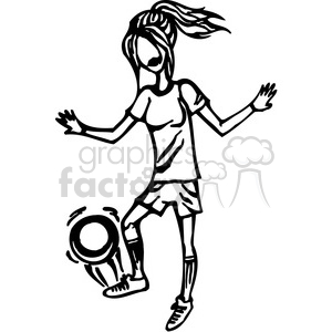 cartoon girls female black+white teenager teen teens young women lady girl females woman vinyl+ready playing soccer