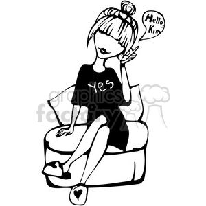 girl talking on the phone clipart.