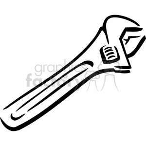 black and white wrench clipart. Commercial use image # 384994