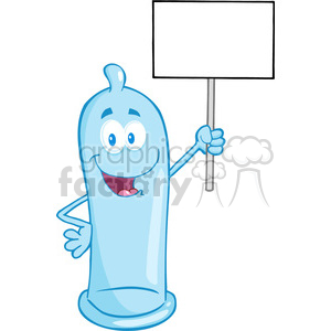 5168-Condom-Cartoon-Mascot-Character--Holding-Up-A-Blank-Sign-Royalty-Free-RF-Clipart-Image