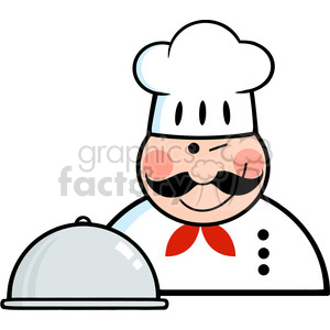 Winked Chef Logo With Platter clipart.