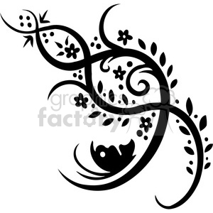 Chinese swirl floral design 055 clipart.