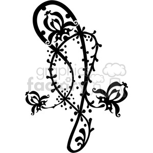 Chinese swirl floral design 039 clipart.