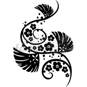 clipart - Chinese swirl floral design 037.
