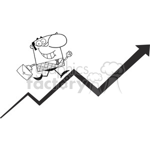 Clipart of Smiling Business Manager Running Upwards On A Statistics Arrow clipart. Commercial use image # 386841