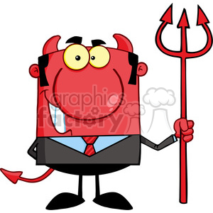 Royalty Free Smiling Devil Boss With A Trident clipart. Royalty-free image # 386891