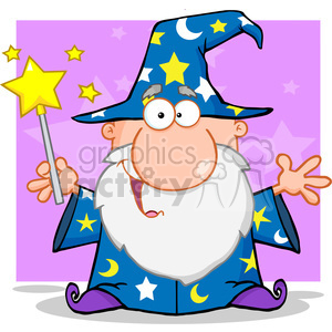 clipart - RF Funny Wizard Waving With Magic Wand.