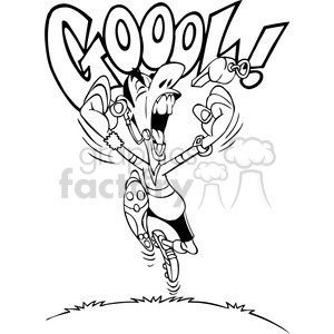 black and white cartoon soccer character screaming goool clipart.