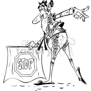 cartoon illustration funny comic comical matador bullfighter black+white