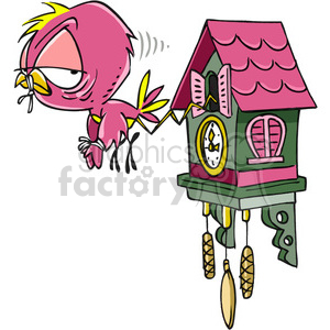 cartoon illustration funny comic comical cuckoo+bird bird clock time alarm early wake+up