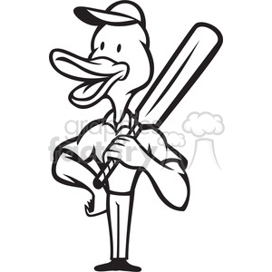 black and white duck cricket bat standing clipart. Commercial use image # 388197