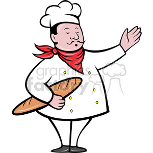 cartoon chef cook restaurant baguette bread loaf