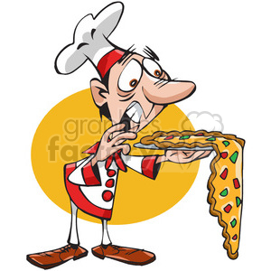 pizza food chef large big cartoon eating+out