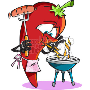 fuego chili pepper grilling clipart. Commercial use image # 388505