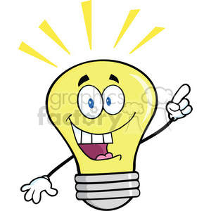 6124 Royalty Free Clip Art Light Bulb Cartoon Mascot Character With A Bright Idea clipart. Royalty-free icon # 389107