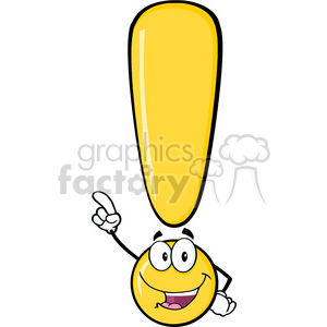 6282 Royalty Free Clip Art Yellow Exclamation Mark Cartoon Character Pointing With Finger clipart.