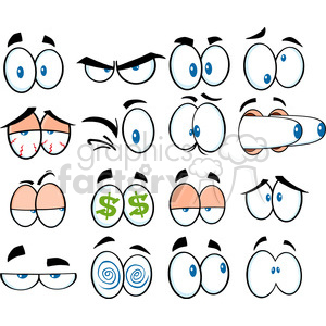 6542 Royalty Free Clip Art Funny Cartoon Eyes clipart. Commercial use image # 389427