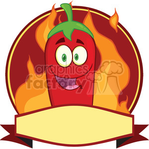 6785 Royalty Free Clip Art Red Chili Pepper Cartoon Mascot Logo clipart.