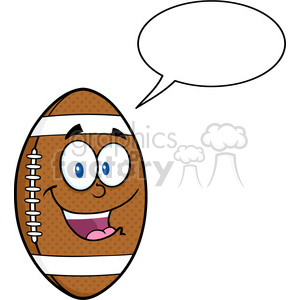 6561 Royalty Free Clip Art American Football Ball Cartoon Mascot Character With Speech Bubble clipart. Commercial use image # 389582