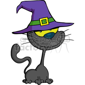 6624 Royalty Free Clip Art Smiling Cat Cartoon Illustration clipart.