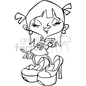 young female wearing adult heels black white clipart. Royalty-free image # 389872