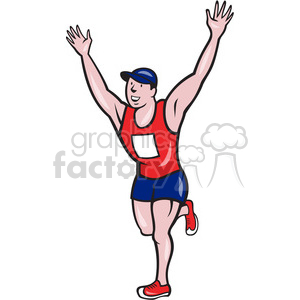 cartoon retro runner running marathon victory win finish