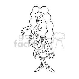 Isaac Newton cartoon caricature clipart.