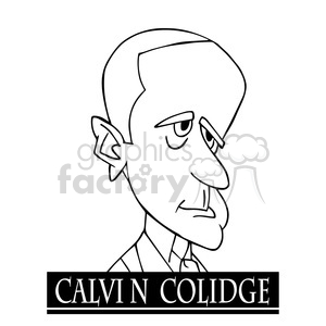 calvin colidge black white clipart.