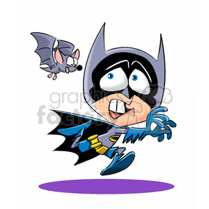cartoon batman costume being chased by bat clipart.