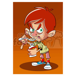 vector cartoon child taking his medicine clipart. Commercial use image # 393739