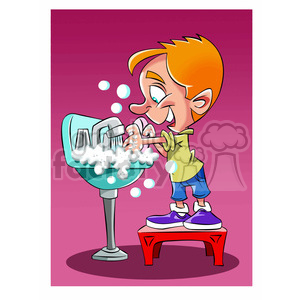 vector child washing his hands cartoon clipart. Commercial use image # 393759