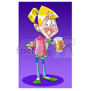 image of female pouring a drink clipart.