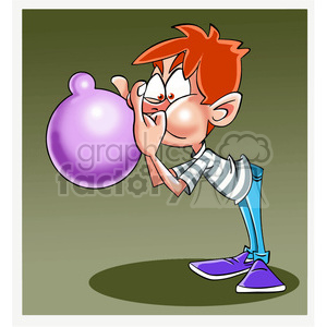 image of boy blowing bubble gum bubble nino inflando globo clipart.