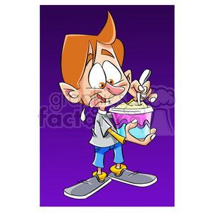cartoon comic funny characters people boy eating food ice+cream