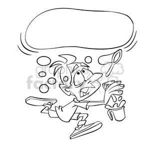 out line of bubble chasing kid clipart. Royalty-free image # 394270