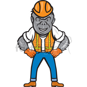 monkey gorilla face head animal mascot logo construction worker