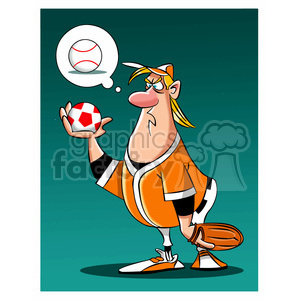 clipart - baseball pitcher holding a soccer ball.