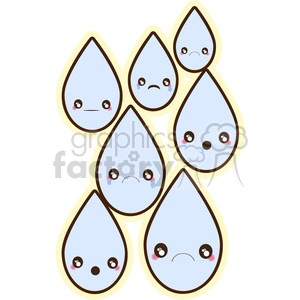 cartoon character rain drops tears water h2o