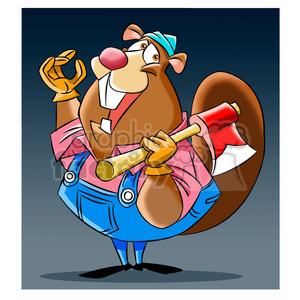 beaver holding an axe clipart. Commercial use image # 395176