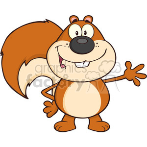 Royalty Free RF Clipart Illustration Smiling Squirrel Cartoon Mascot Character Waving clipart. Royalty-free image # 395327