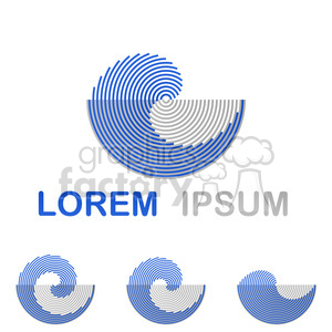 logo concentric corporate water spa business technology icons concept vector sanitation line template tech swimming pool swim elements circle wave icon graphic blue fitness technology shape label abstract wave emblem grey half round design science rings blue pool set sea water technology health spa icons