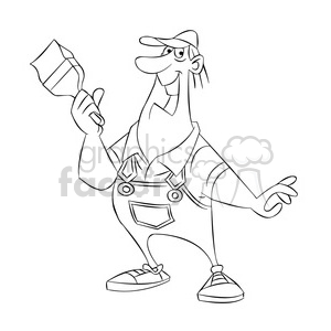 Sam the painter black white clipart. Commercial use image # 397467