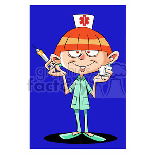 betty the cartoon nurse holding a hypodermic needle clipart. Commercial use image # 397477