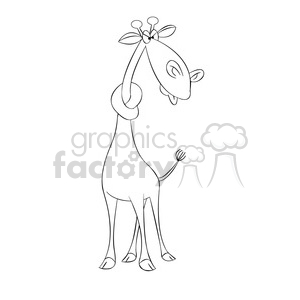 jeffery the cartoon giraffe character with neck in a knot black white clipart. Royalty-free image # 397527