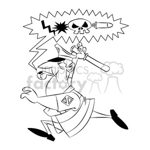 chip the cartoon character chasing criminal black white clipart.